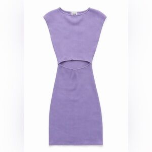 Wilfred Free Aritzia Ribbed Cutout Mini Dress Lavender Lilac Size XXS